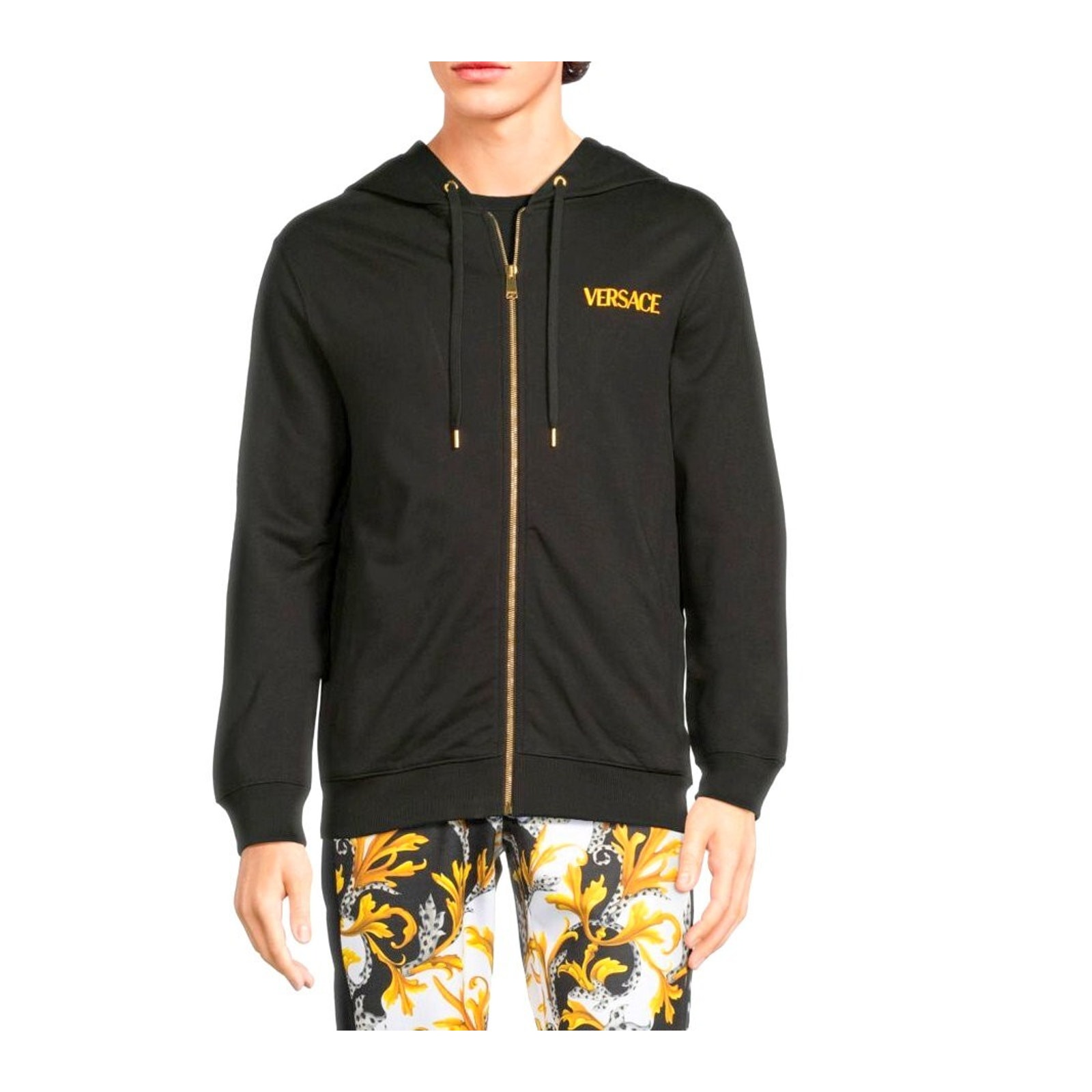 $1,995 Nwt Versace Black Full Zip 100% Cotton Logo Hoodie Jumper Sweatsuit S